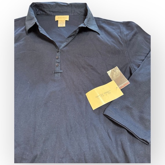 NWT Studio Works Navy Split Neck 3/4 Sleeve Top – Women’s XL – Style EK1000 - Picture 2 of 4